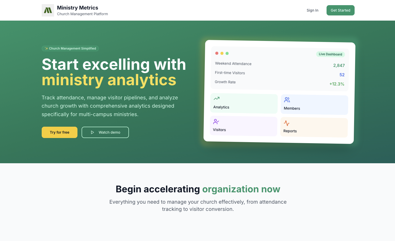 Ministry Metrics: Full-Stack Church Management & Analytics Platform